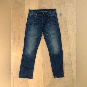 Mother denim mid rise dazzler cropped fray size 30 color is squeeze it